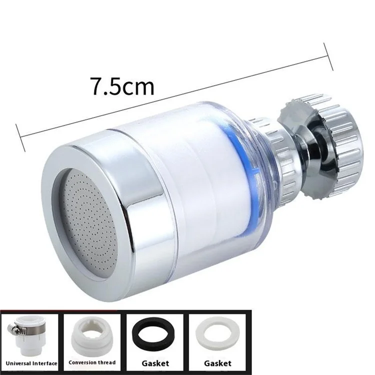 Faucet Filter Splash-Proof Aerator Kitchen Tap Water Pressure Booster Rotating Spout with Universal Connector