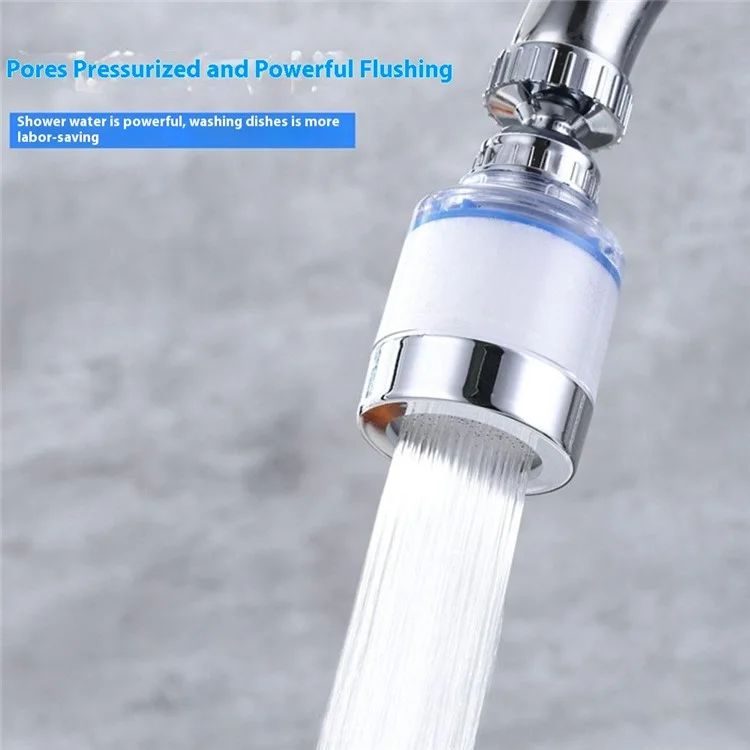 Faucet Filter Splash-Proof Aerator Kitchen Tap Water Pressure Booster Rotating Spout with Universal Connector
