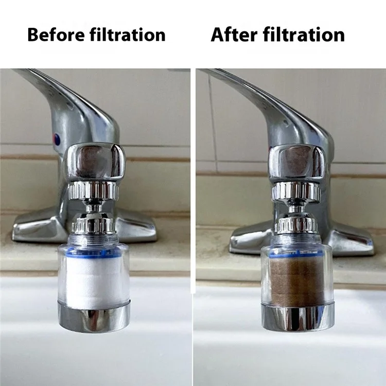 Faucet Filter Splash-Proof Aerator Kitchen Tap Water Pressure Booster Rotating Spout with Universal Connector