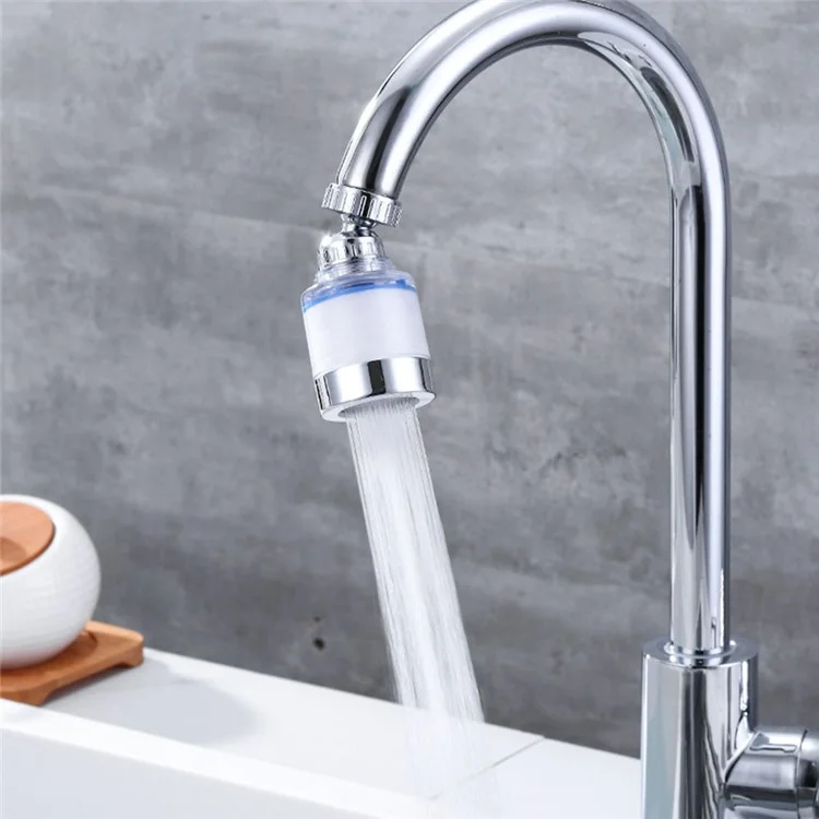 Faucet Filter Splash-Proof Aerator Kitchen Tap Water Pressure Booster Rotating Spout with Universal Connector