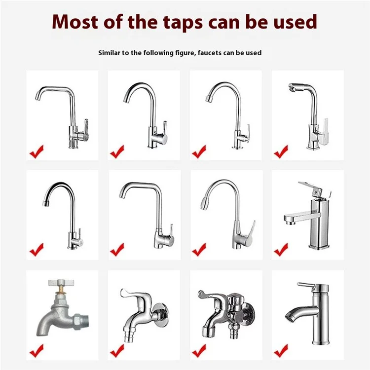 Faucet Filter Splash-Proof Aerator Kitchen Tap Water Pressure Booster Rotating Spout with Universal Connector