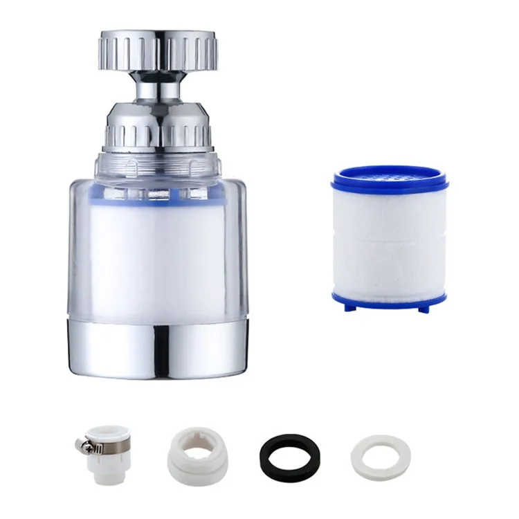 Faucet Filter Splash-Proof Aerator Kitchen Tap Rotating Spout with Universal Connector + Spare Filter Element