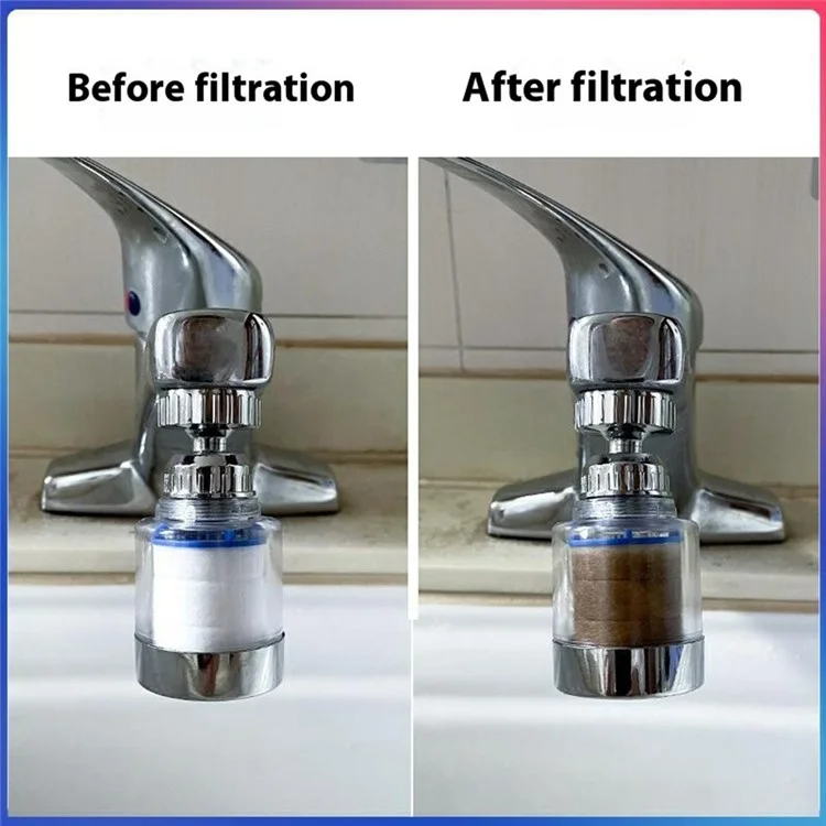 Water Faucet Filter Splash Proof Sprayer Kitchen Tap Pressure Booster Rotatable Spout with 4 Filter Cartridges