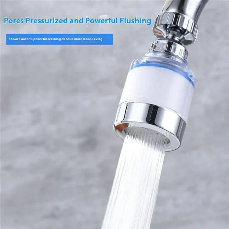 Water Faucet Filter Splash Proof Sprayer Kitchen Tap Pressure Booster Rotatable Spout with 4 Filter Cartridges