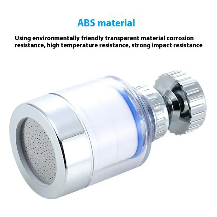 Water Faucet Filter Splash Proof Sprayer Kitchen Tap Pressure Booster Rotatable Spout with 4 Filter Cartridges