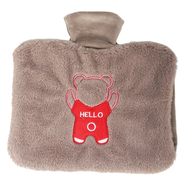 1500ML Refillable Hot Water Bottle for Belly / Hands / Feet Winter Hand Warmer with Cartoon Bear Removable Cover - Coffee