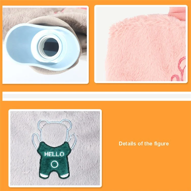 1500ML Refillable Hot Water Bottle for Belly / Hands / Feet Winter Hand Warmer with Cartoon Bear Removable Cover - Coffee