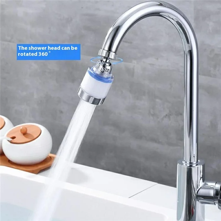 Water Faucet Filter Splash Proof Sprayer Kitchen Tap Pressure Booster Rotatable Spout with 9 Filter Cartridges