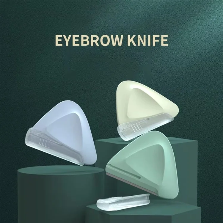 Cuchilla de Precisión para Cejas para Mujer - Acero Inoxidable, Diseño Triangular para Eliminar Vello Facial - Color Verde Matcha