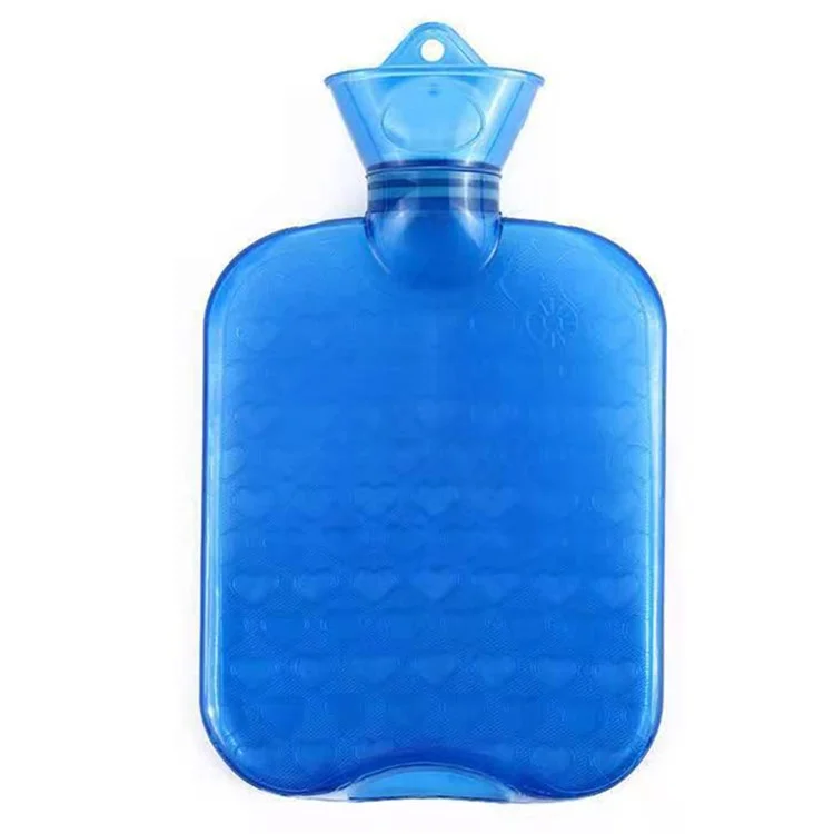 1000ML Hot Water Bottle PVC Hot Water Bag Relief from Headaches, Cramps, Arthritis, Back Pain, Sore Muscles, Injuries - Blue