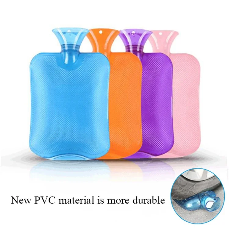 1000ML Hot Water Bottle PVC Hot Water Bag Relief from Headaches, Cramps, Arthritis, Back Pain, Sore Muscles, Injuries - Blue