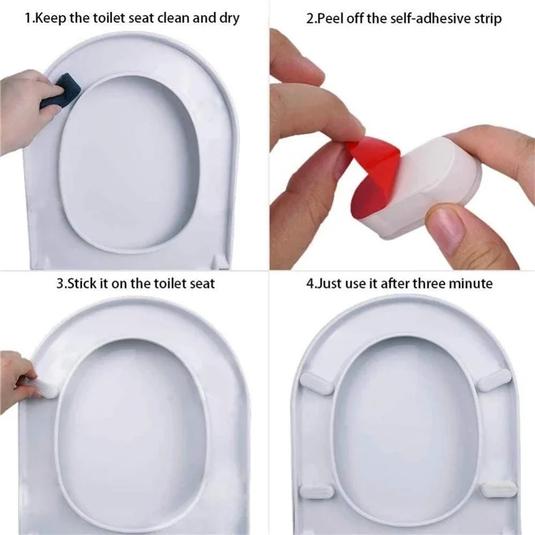 4 Peças de Batentes para Assento de Vaso Sanitário Universais, Espaçadores de Tampa de Vaso Autoadesivos - Arco