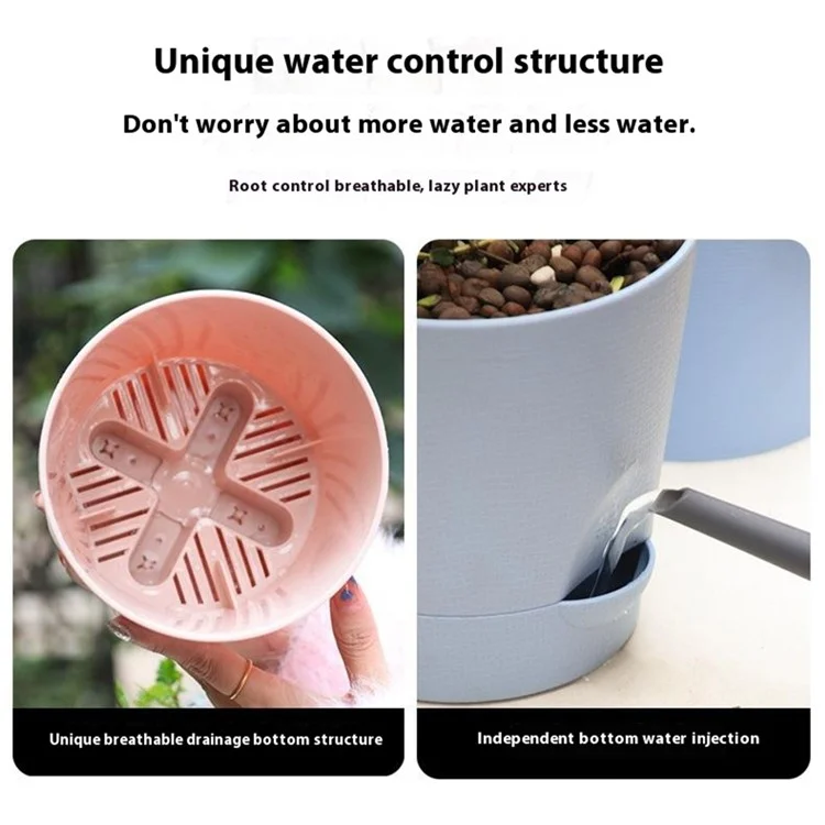 5 Peças de Vaso Autoirrigável em Resina PP com Furo de Drenagem para Decoração de Casa e Escritório, Tamanho G - Cáqui