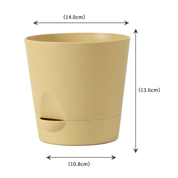 5 Peças de Vaso Autoirrigável em Resina PP com Furo de Drenagem para Decoração de Casa e Escritório, Tamanho G - Cáqui
