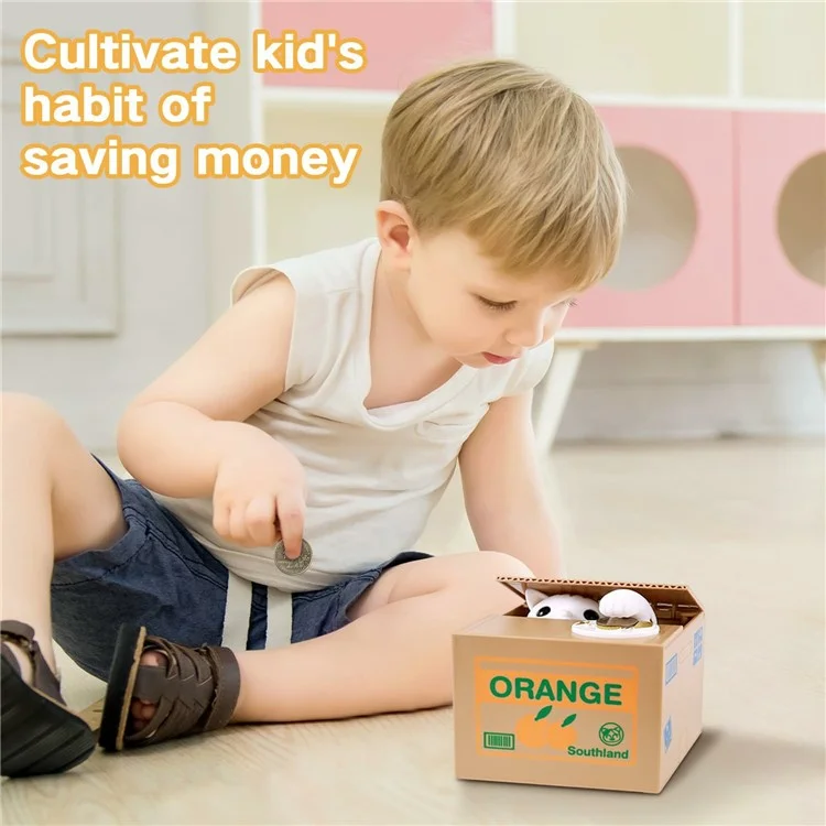 Cartoon Money Eating Cat Piggy Bank Electronic Coin Savings Box Interactive Voice Children Toy - Luck / Yellow Cat