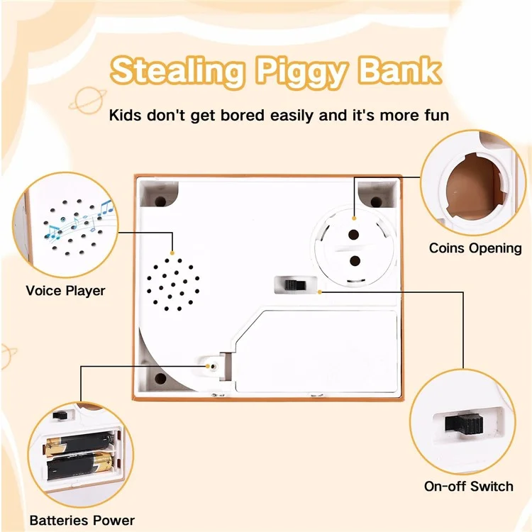Cartoon Money Eating Cat Piggy Bank Electronic Coin Savings Box Interactive Voice Children Toy - Luck / Yellow Cat