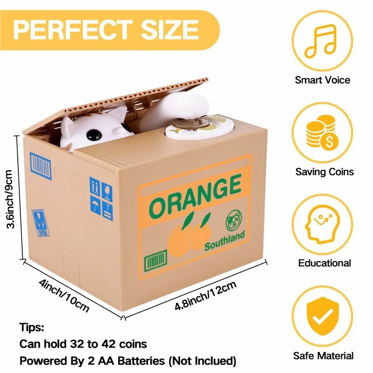 Cartoon Money Eating Cat Piggy Bank Electronic Coin Savings Box Interactive Voice Children Toy - Luck / Yellow Cat