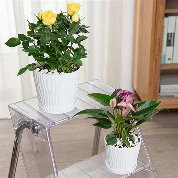 3 Peças de Vasos de Plástico com Furo de Drenagem para Jardinagem em Interiores e Varanda, Suporte para Suculentas, Tamanho M - Verde Escuro