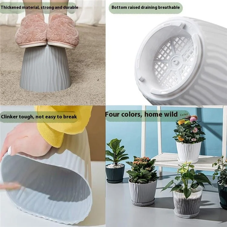 3 Peças de Vasos de Plástico com Furo de Drenagem para Jardinagem em Interiores e Varanda, Suporte para Suculentas, Tamanho M - Verde Escuro