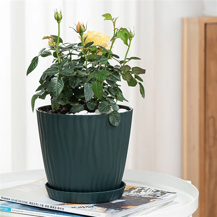 3 Peças de Vasos de Plantas de Plástico com Furo de Drenagem para Jardinagem em Interiores e Varanda, Suporte para Suculentas, Tamanho G - Verde Escuro