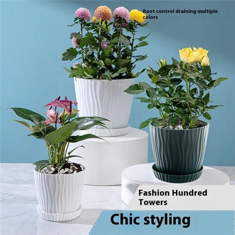 3 Peças de Vasos de Plantas de Plástico com Furo de Drenagem para Jardinagem em Interiores e Varanda, Suporte para Suculentas, Tamanho G - Verde Escuro