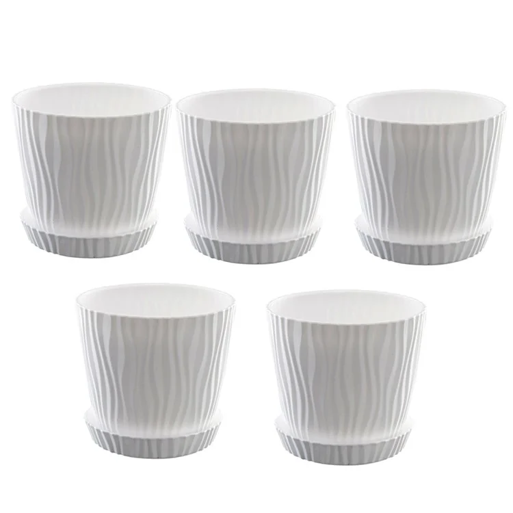 5 Peças de Vasos de Plástico com Furos de Drenagem para Jardinagem em Ambiente Interno e Varanda, Suporte para Suculentas, Tamanho M - Branco
