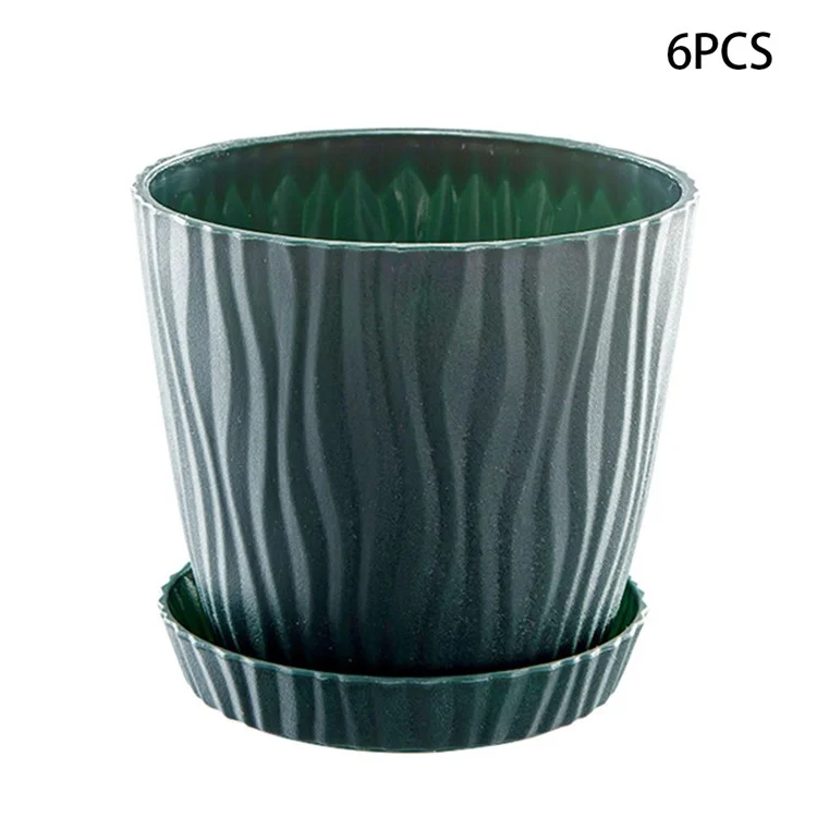 6 Vasos de Plástico para Plantas com Furo de Drenagem para Jardinagem em Interiores e Varanda, Suculentas, Tamanho P - Verde Escuro