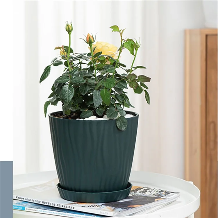 6 Vasos de Plástico para Plantas com Furo de Drenagem para Jardinagem em Interiores e Varanda, Suculentas, Tamanho P - Verde Escuro