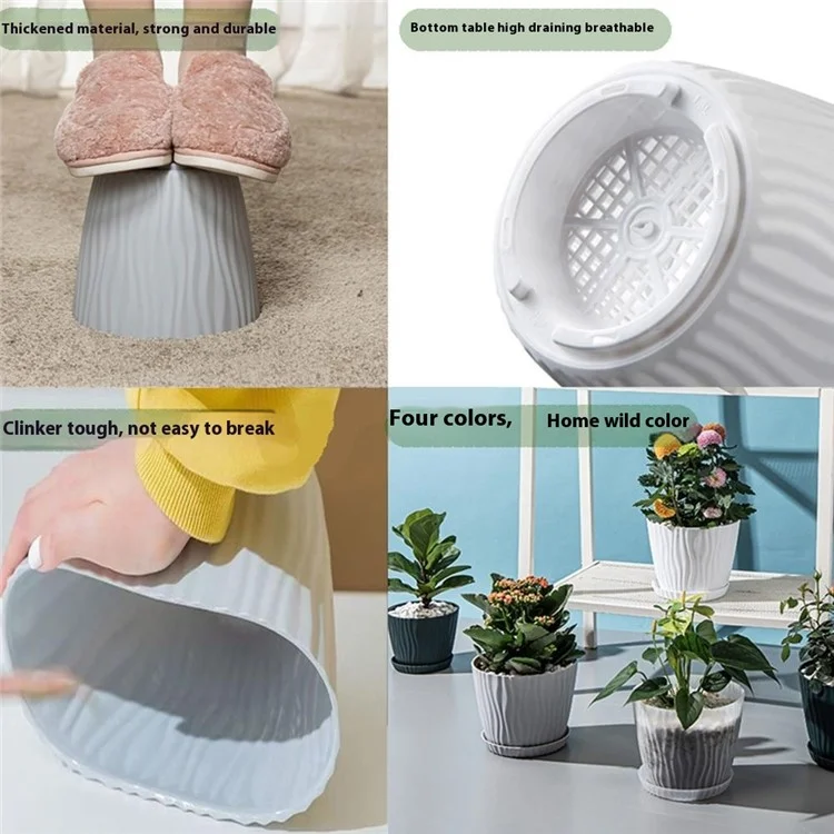 6 Vasos de Plástico para Plantas com Furo de Drenagem para Jardinagem em Interiores e Varanda, Suculentas, Tamanho P - Verde Escuro