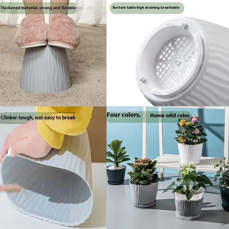 6Pcs Plastic Planter Pots with Drainage Hole for Indoor Balcony Gardening Succulents Holder, Size S - White