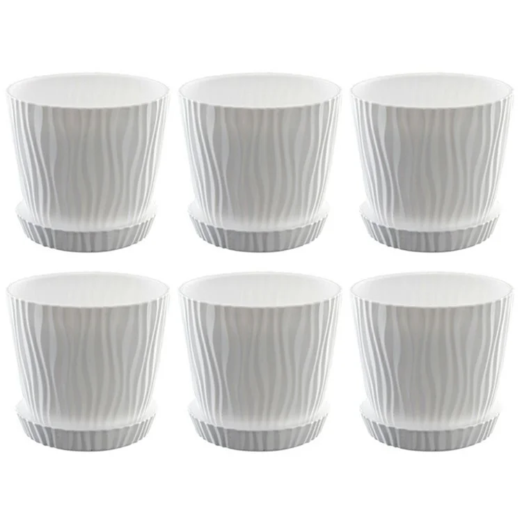 6 Peças de Vasos de Plantas de Plástico com Furo de Drenagem para Jardinagem em Interiores e Varanda, Suporte para Suculentas, Tamanho G - Branco