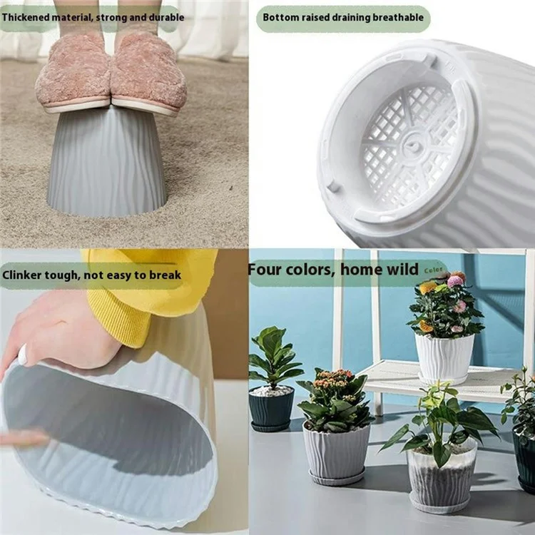 6 Peças de Vasos de Plantas de Plástico com Furo de Drenagem para Jardinagem em Interiores e Varanda, Suporte para Suculentas, Tamanho G - Branco