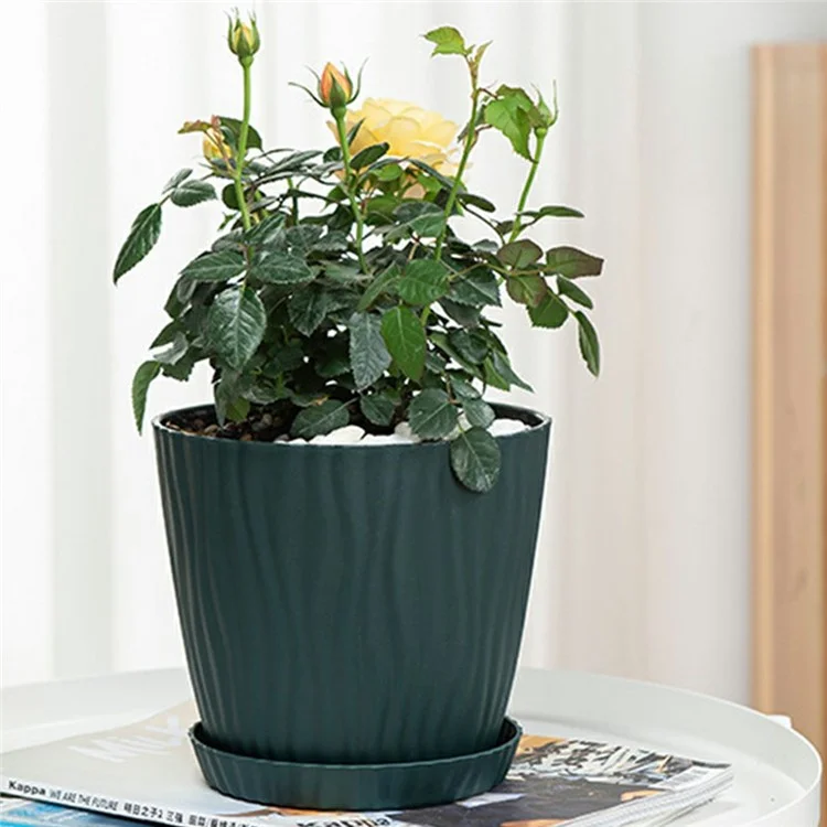 6 Peças de Vasos de Plantas de Plástico com Furo de Drenagem para Jardinagem em Interiores e Varanda, Suporte para Suculentas, Tamanho G - Branco