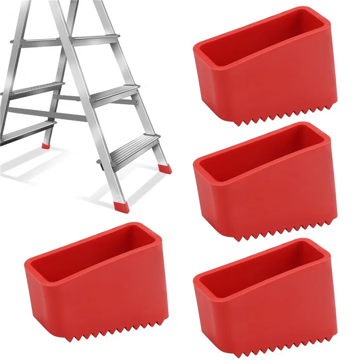 4Pcs Ladder Foot Protector Cover Anti Slip Rubber Pads Replacement Leg Caps, Inner Size: 2 x 5cm
