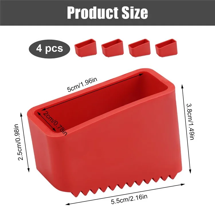 4Pcs Ladder Foot Protector Cover Anti Slip Rubber Pads Replacement Leg Caps, Inner Size: 2 x 5cm