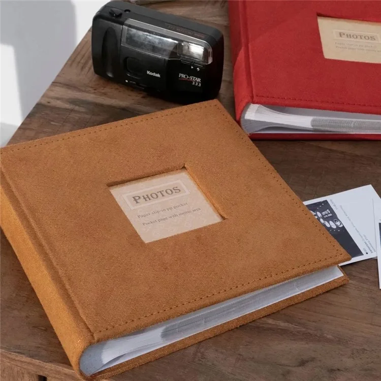 Vintage Velvet Cover 6 Inch Photo Album 200 Photos Commemorative Book Gift - Red