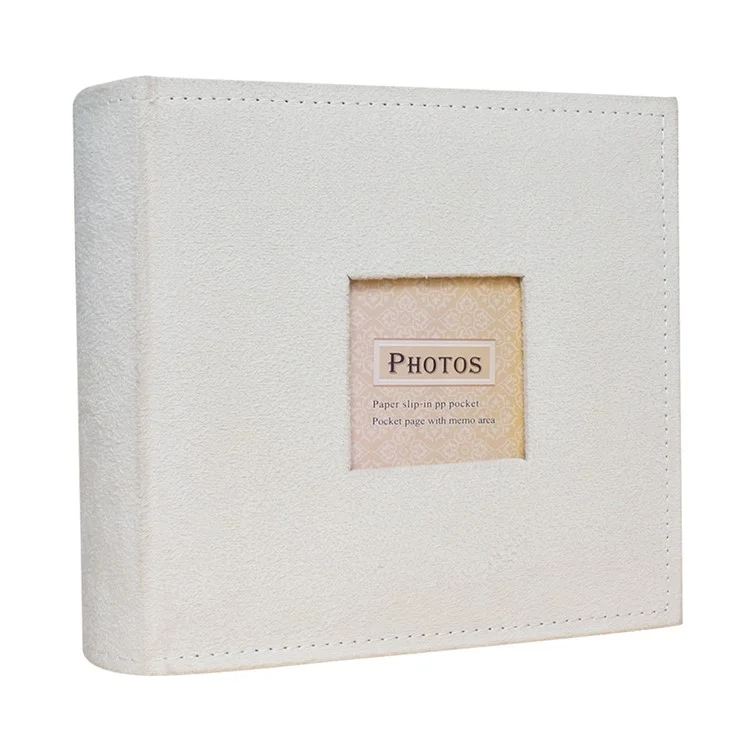 Vintage Velvet Cover 6 Inch Photo Album 200 Photos Commemorative Book Gift - White