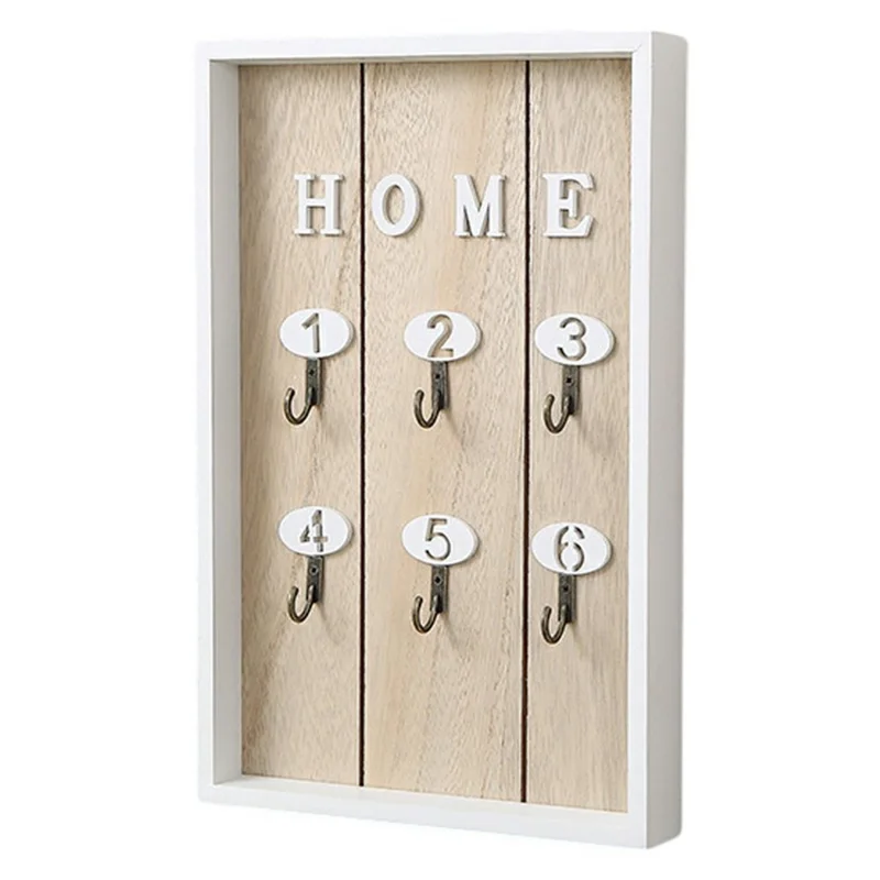Creative Wall-Mounted Key Jewelry Hanging Holder Organizer Entryway Decorative Storage Rack - Wood Color