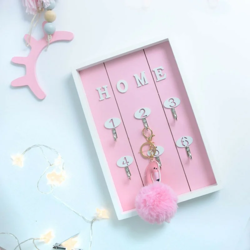 Creative Wall-Mounted Key Jewelry Hanging Holder Organizer Entryway Decorative Storage Rack - Wood Color