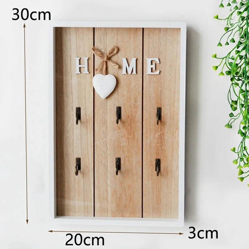 Creative Wall-Mounted Key Jewelry Hanging Holder Organizer Entryway Decorative Storage Rack - Wood Color