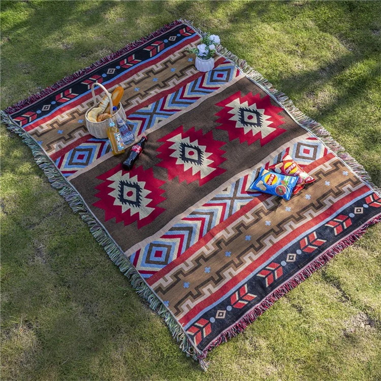 Couverture de pique-nique de 90x180cm Tapis épais Bohème pour le sol Tapis de camping en plein air Tapis de sieste