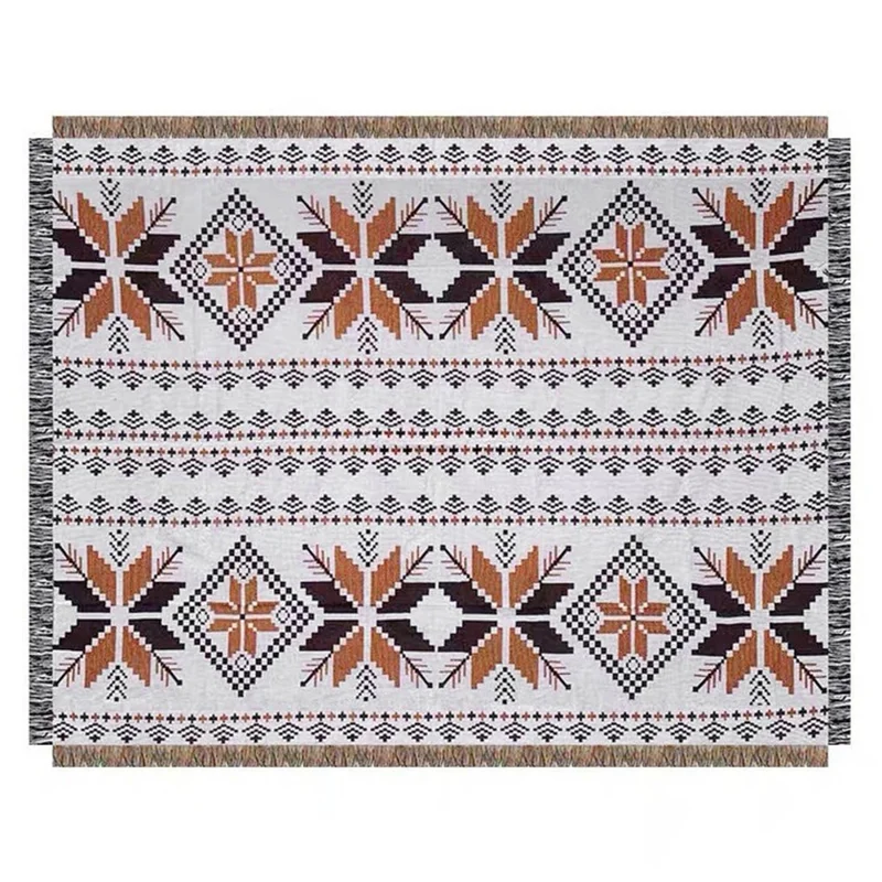 90x90cm Picnic Blanket Thick Moisture-Proof Bohemian Ground Mat for Outdoor Camping Beach - Maple Leaf