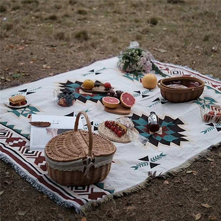 Couverture de pique-nique 130x180 cm Épais Tapis Anti-Humidité Bohème pour Camping Extérieur Plage - Motif Géométrique