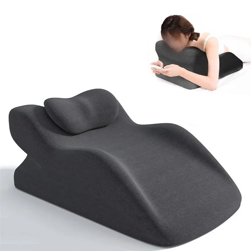 2Pcs / Set Ergonomic Memory Foam Intimate Positioning Pillow for Couples with Mini Support Cushion - Light Grey