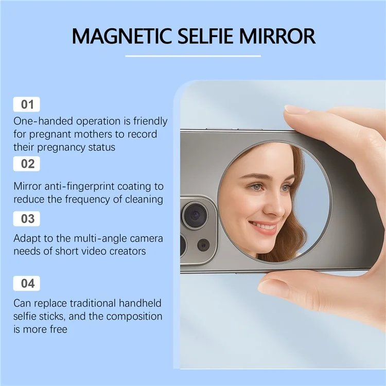 JUE-FISH JU-A02-0001-02 Compatível com MagSafe Espelho de Selfie Refletor Convexo Auxiliar de Fotografia Portátil, Branco