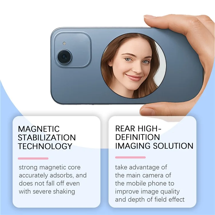 JUE-FISH JU-A02-0001-02 Compatível com MagSafe Espelho de Selfie Refletor Convexo Auxiliar de Fotografia Portátil, Branco