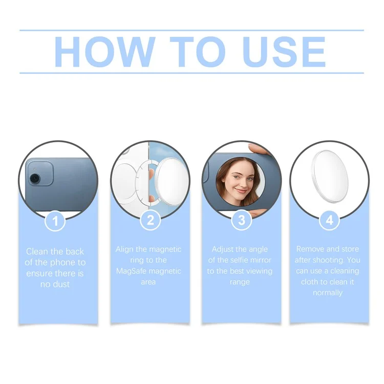 JUE-FISH JU-A02-0001-02 Compatível com MagSafe Espelho de Selfie Refletor Convexo Auxiliar de Fotografia Portátil, Branco