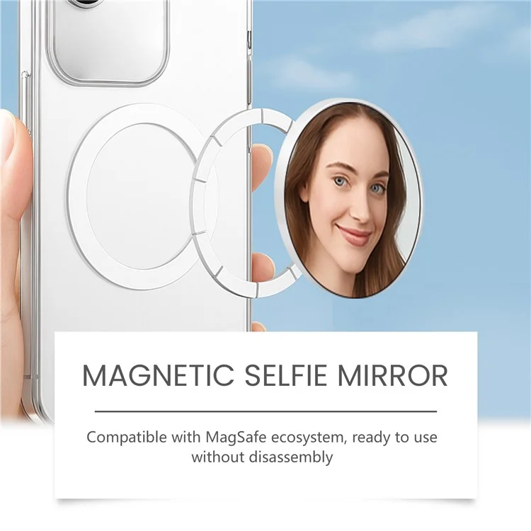 JUE-FISH JU-A02-0001-02 Compatível com MagSafe Espelho de Selfie Refletor Convexo Auxiliar de Fotografia Portátil, Branco