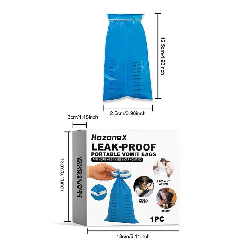 HOZONEX HZ-F01-0023-01 Leak Proof Portable Vomit Bag for Travel Motion Sickness Pregnant Women Nausea Bag