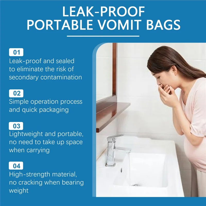 HOZONEX HZ-F01-0023-01 Leak Proof Portable Vomit Bag for Travel Motion Sickness Pregnant Women Nausea Bag